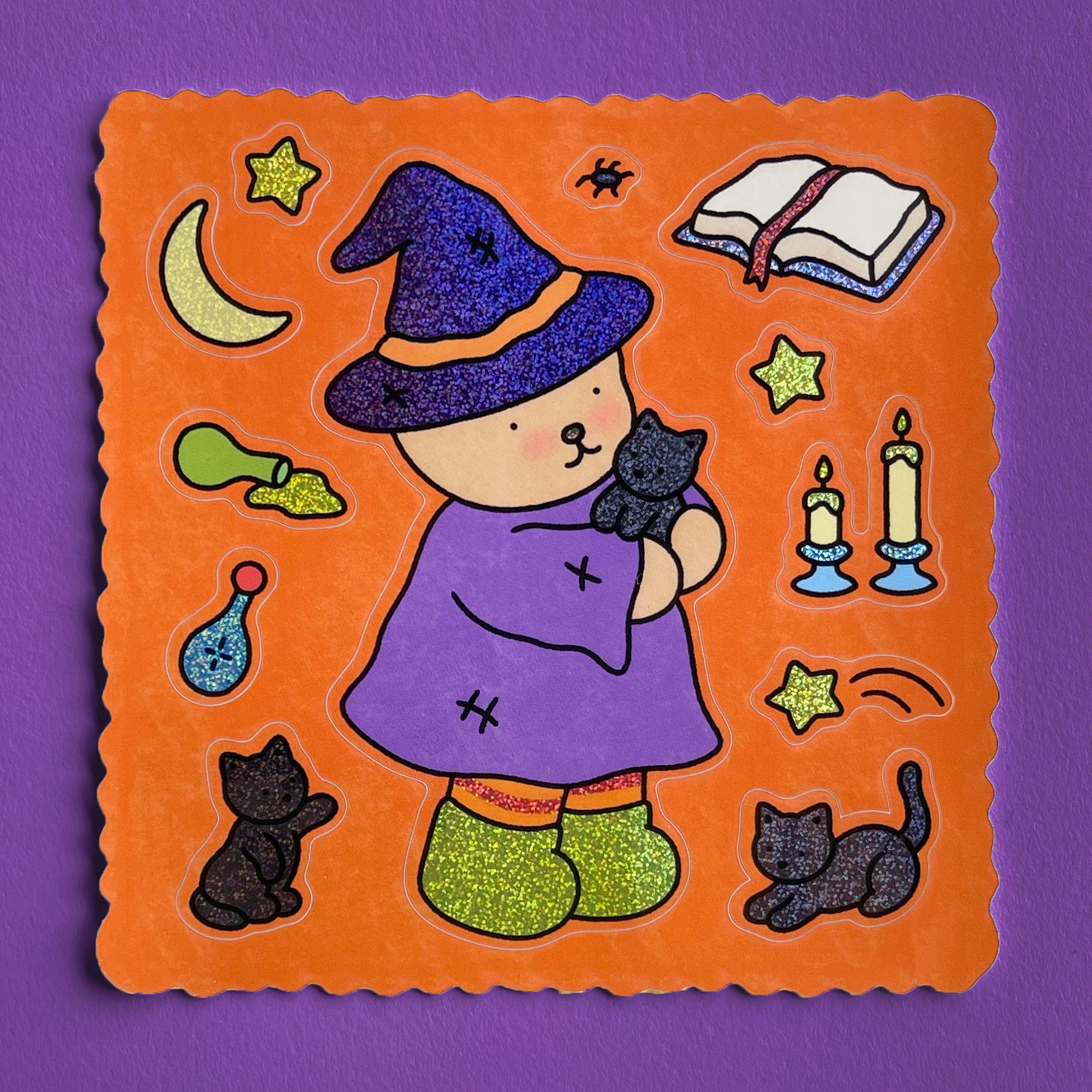 bobbie-bear-witch-glitter-sticker-sheet-bobbie-goods