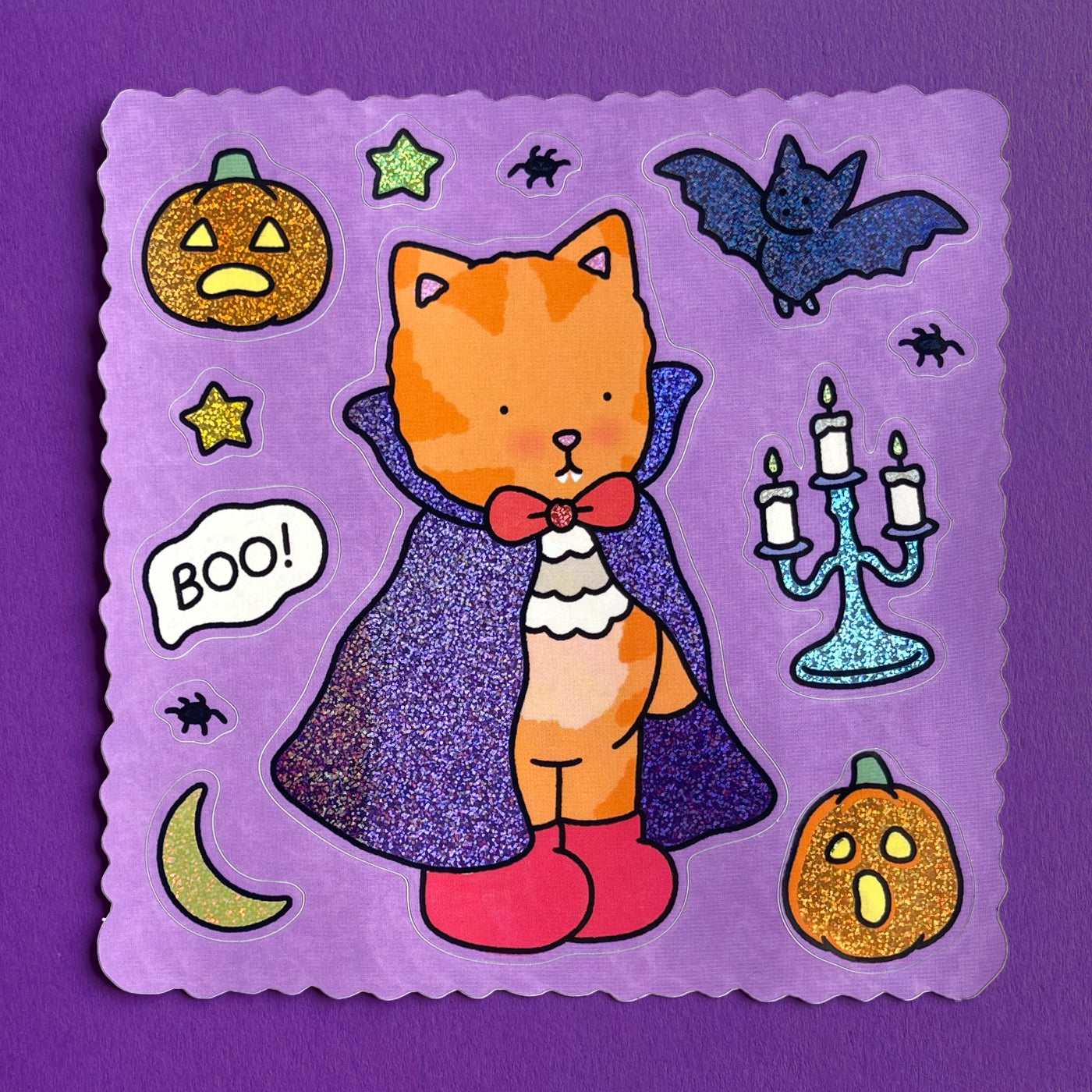 Vampire Kitten Glitter Sticker Sheet