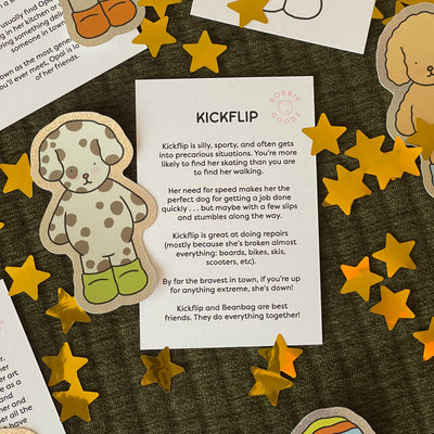 Kickflip Glitter Sticker + Info Card