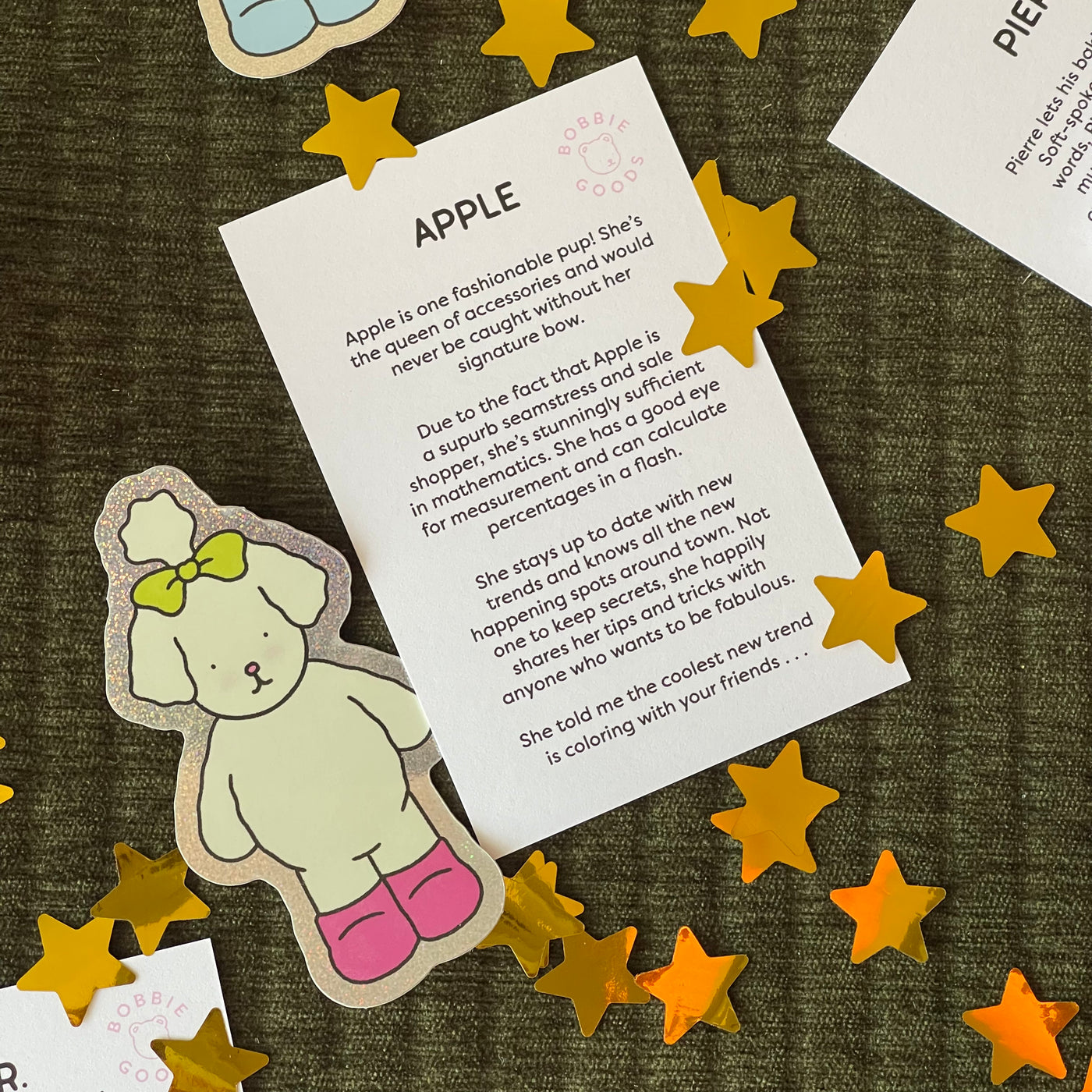 Apple Glitter Sticker + Info Card