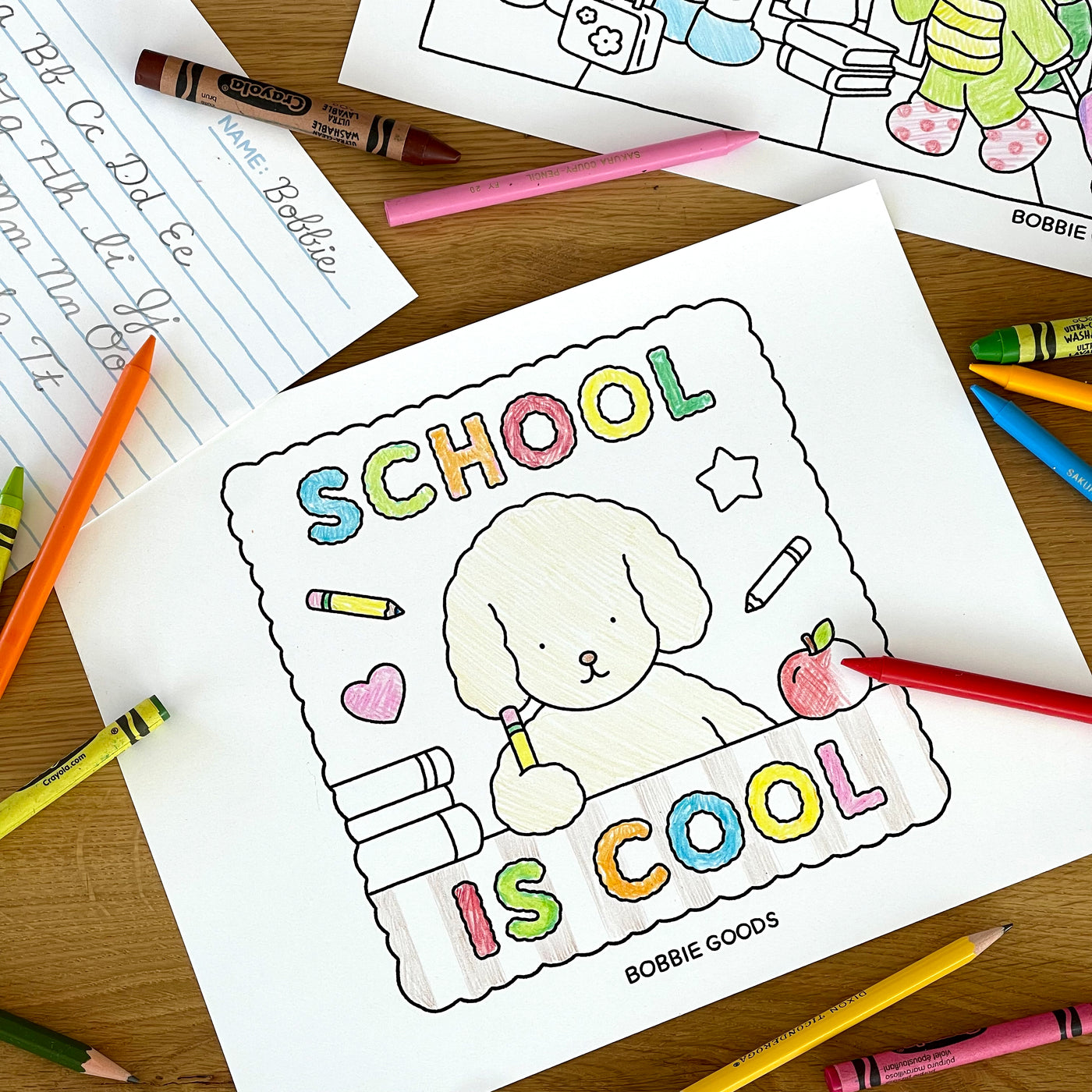 Digital Download • School is Cool Coloring Pages + Notes Page