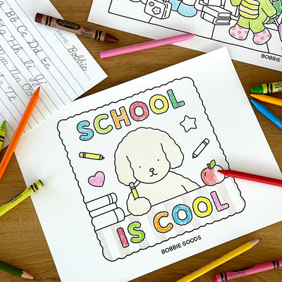 Digital Download • School is Cool Coloring Pages + Notes Page