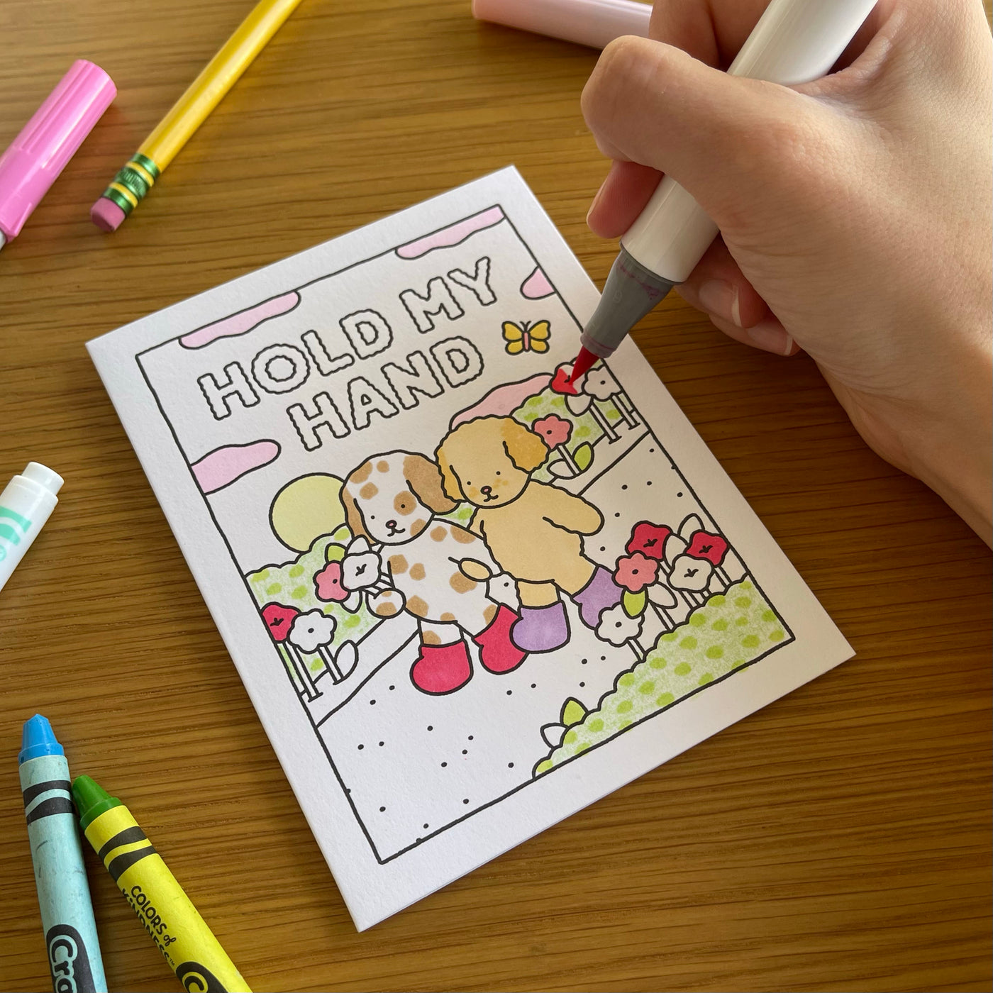 Hold My Hand Coloring Card