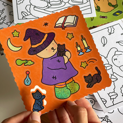 Bobbie Bear Witch Glitter Sticker Sheet