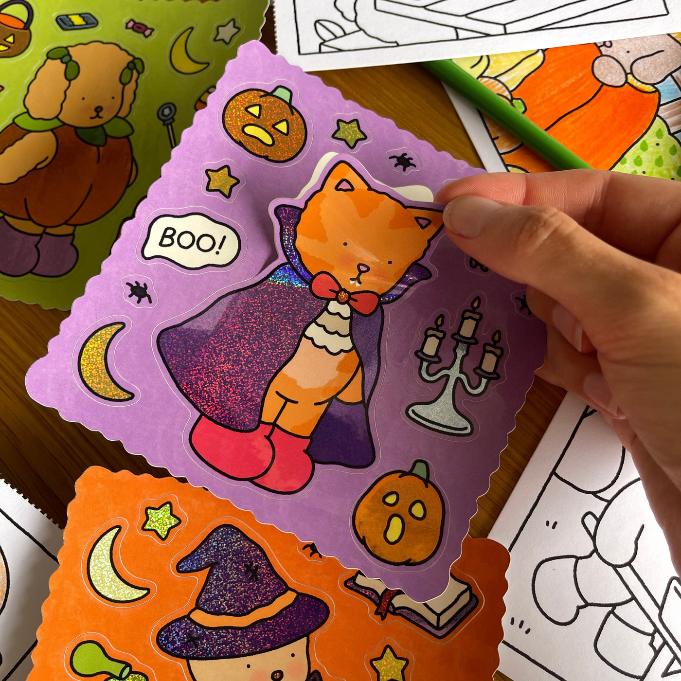 Vampire Kitten Glitter Sticker Sheet