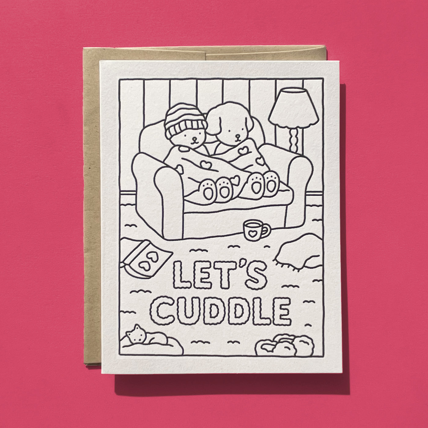 Let's Cuddle Coloring Card