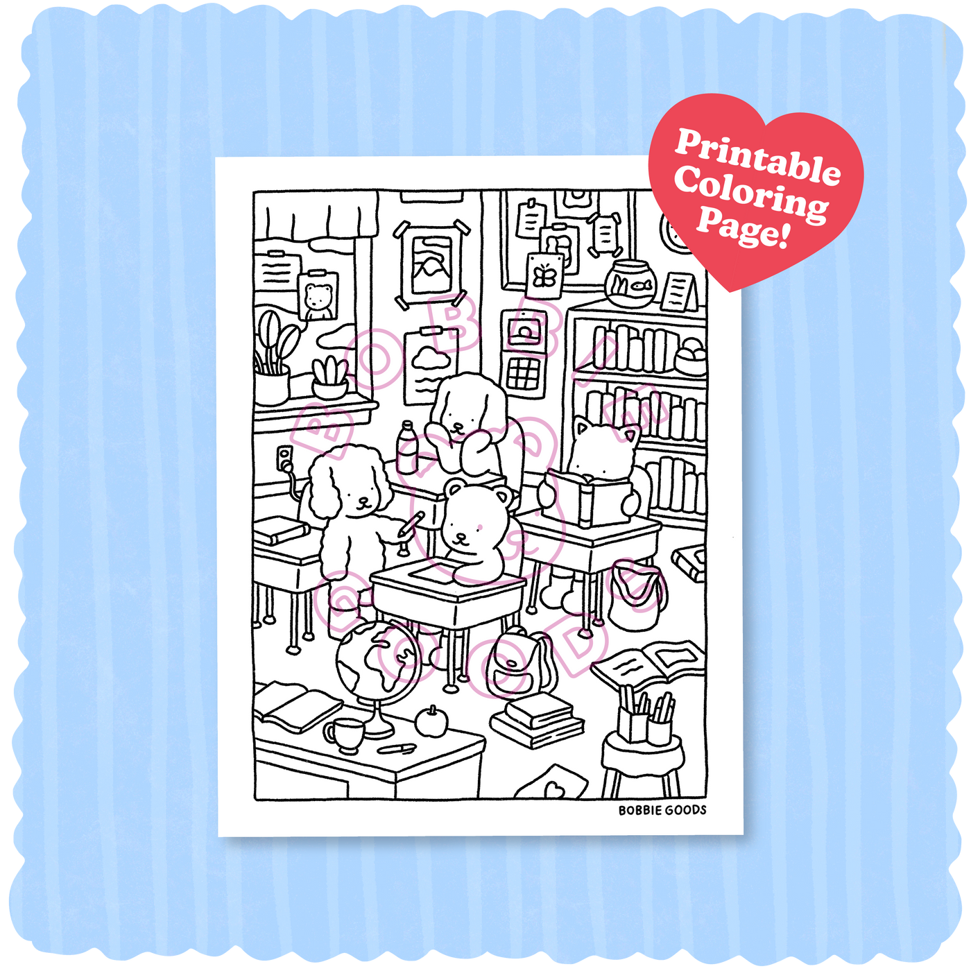 Digital Download • Classroom Coloring Page
