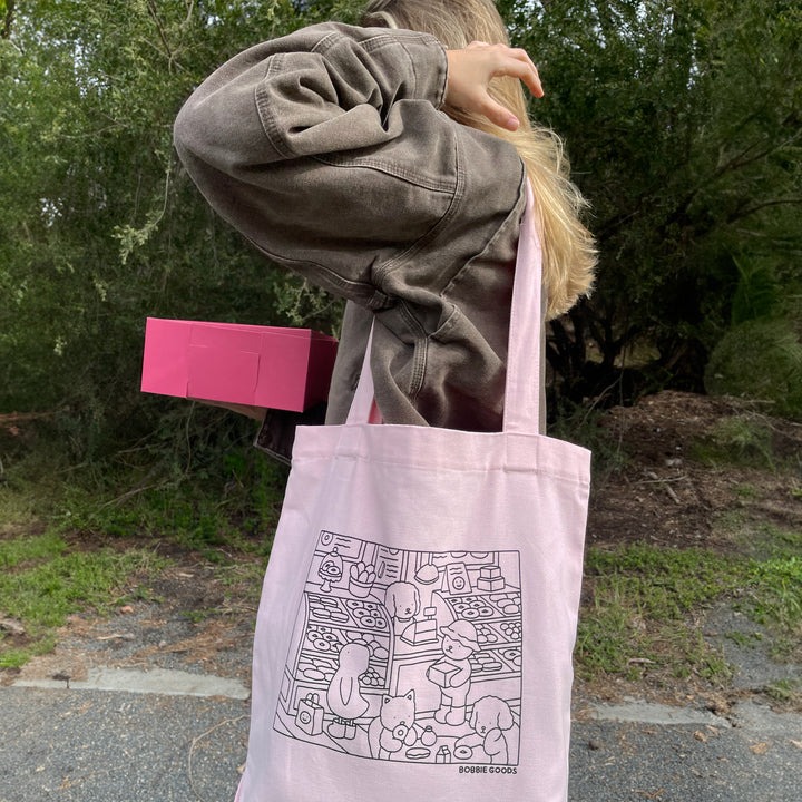 CafePress Pink Donut With Sprinkles Canvas Tote Bag - Reusable Natural Canvas Shopping Bag